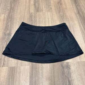 Lands End Womens Solid Black Swim Skirt Attached Brief Suit Bottom Plus Size 18